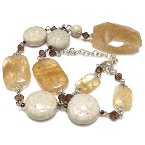 Premier Designs Glass Faux Stone Necklace, Topaz Crystal Rhinestones, 18 Inches - Picture 1 of 10